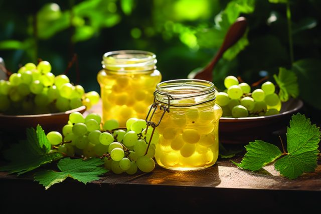 a bunch of grapes sitting on a table next to a bowl of grapes a